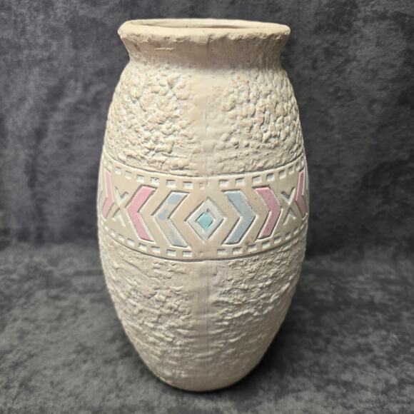 Native American Southwestern Pink Unglazed Pottery Vase Geometric Shapes 10" - Picture 9 of 9